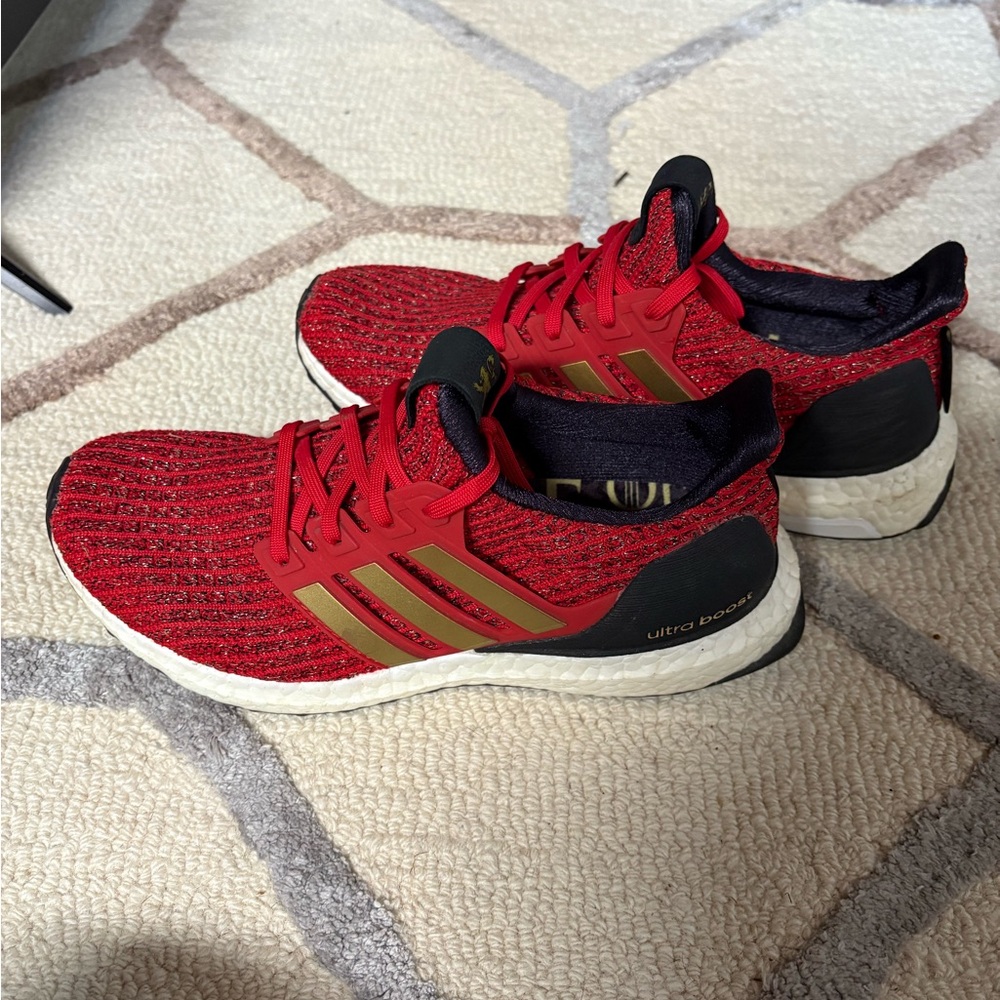 Adidas Red and Gold Women's Shoes